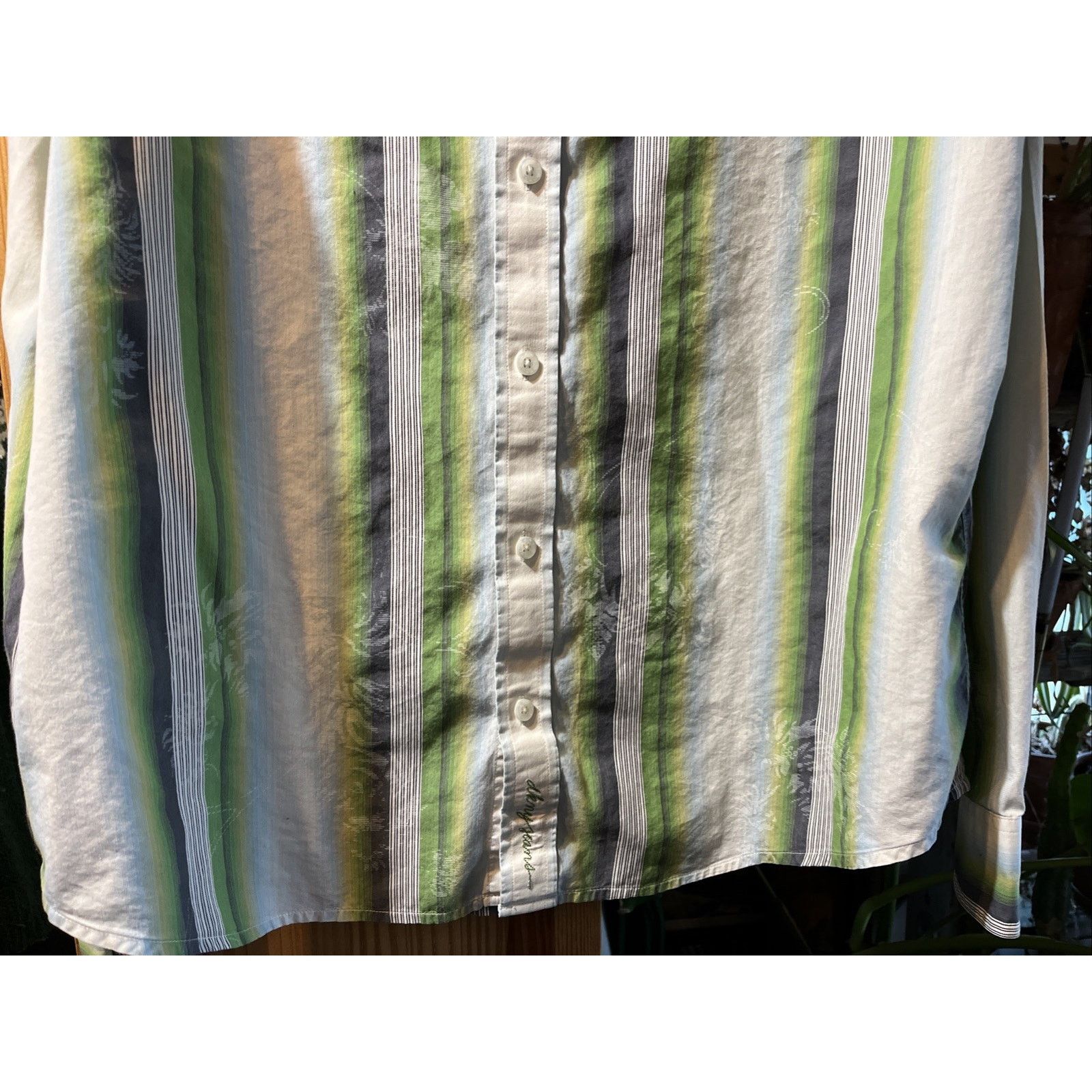DKNY DKNY Jeans Shirt Mens Large Button Blue Green Striped Cotton Size US L / EU 52-54 / 3 - 5 Thumbnail