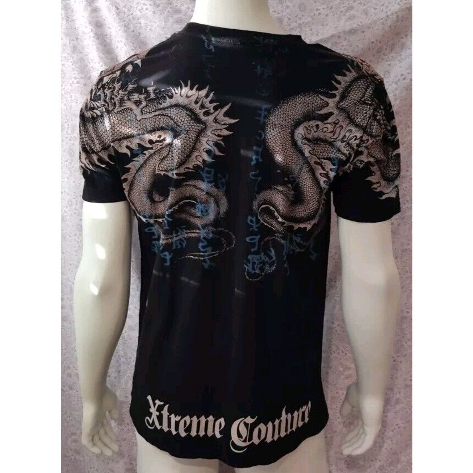 Other Xtreme Couture, Chinese Dragons Double Sided Black T-Shirt L Size US L / EU 52-54 / 3 - 2 Thumbnail
