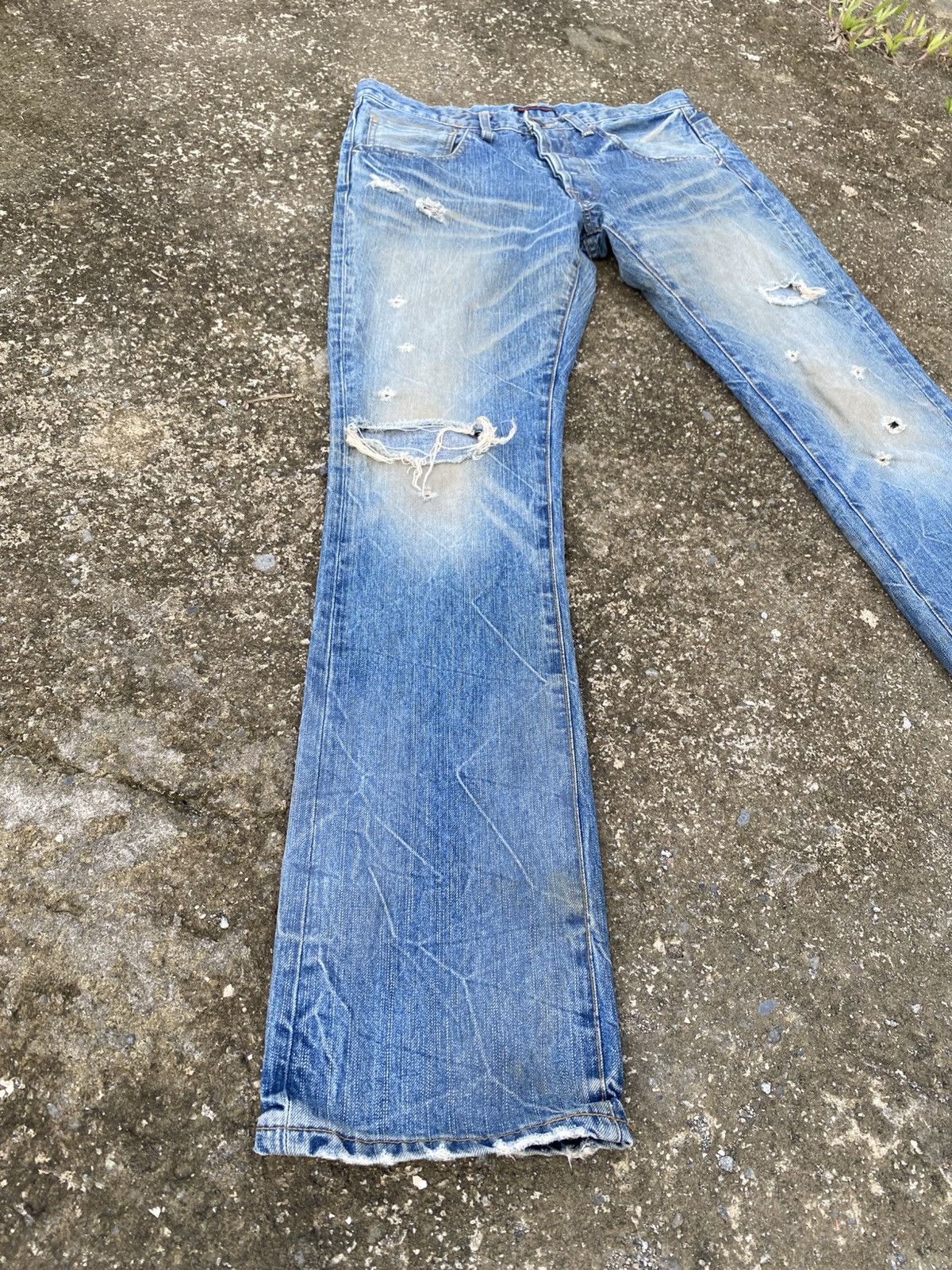 Japanese Brand BLUEWAY Crashed Buttonfly Jeans Size US 30 / EU 46 - 4 Thumbnail
