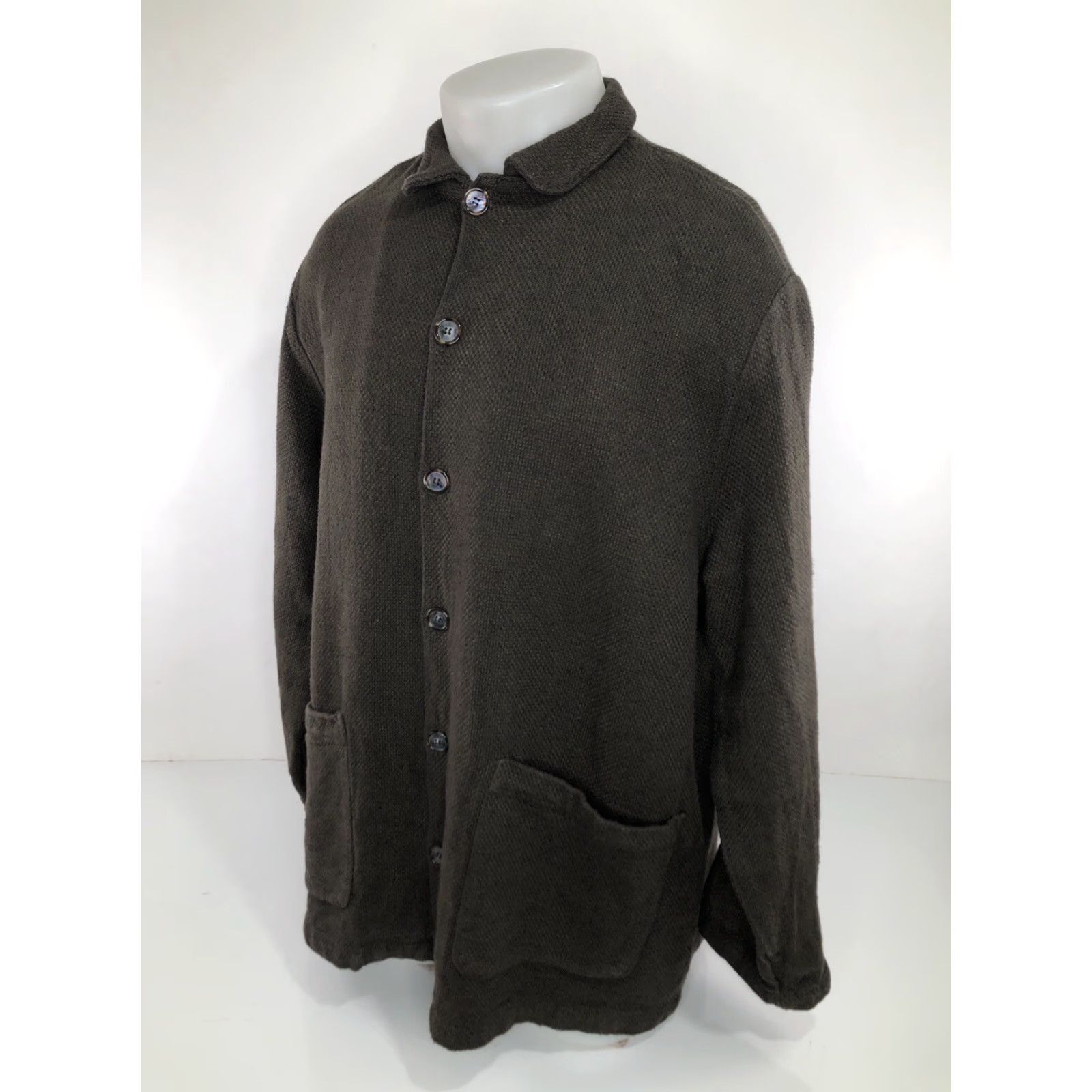 Vintage CP Shades San Francisco Woven Linen Blend Mens Oversized Smock Jacket S Olive Greenish Brown Size US S / EU 44-46 / 1 - 3 Thumbnail
