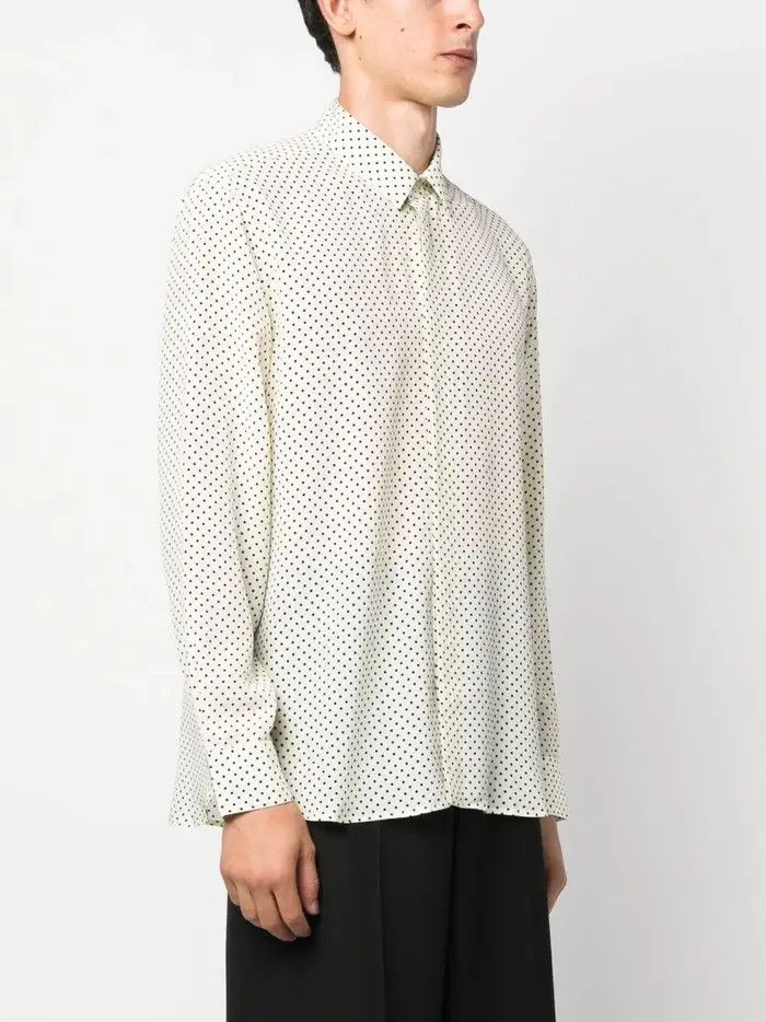 Saint Laurent Paris o1bcso1str0625 Shirt In Dotted Crepe in White/Black Size US XXL / EU 58 / 5 - 3 Thumbnail