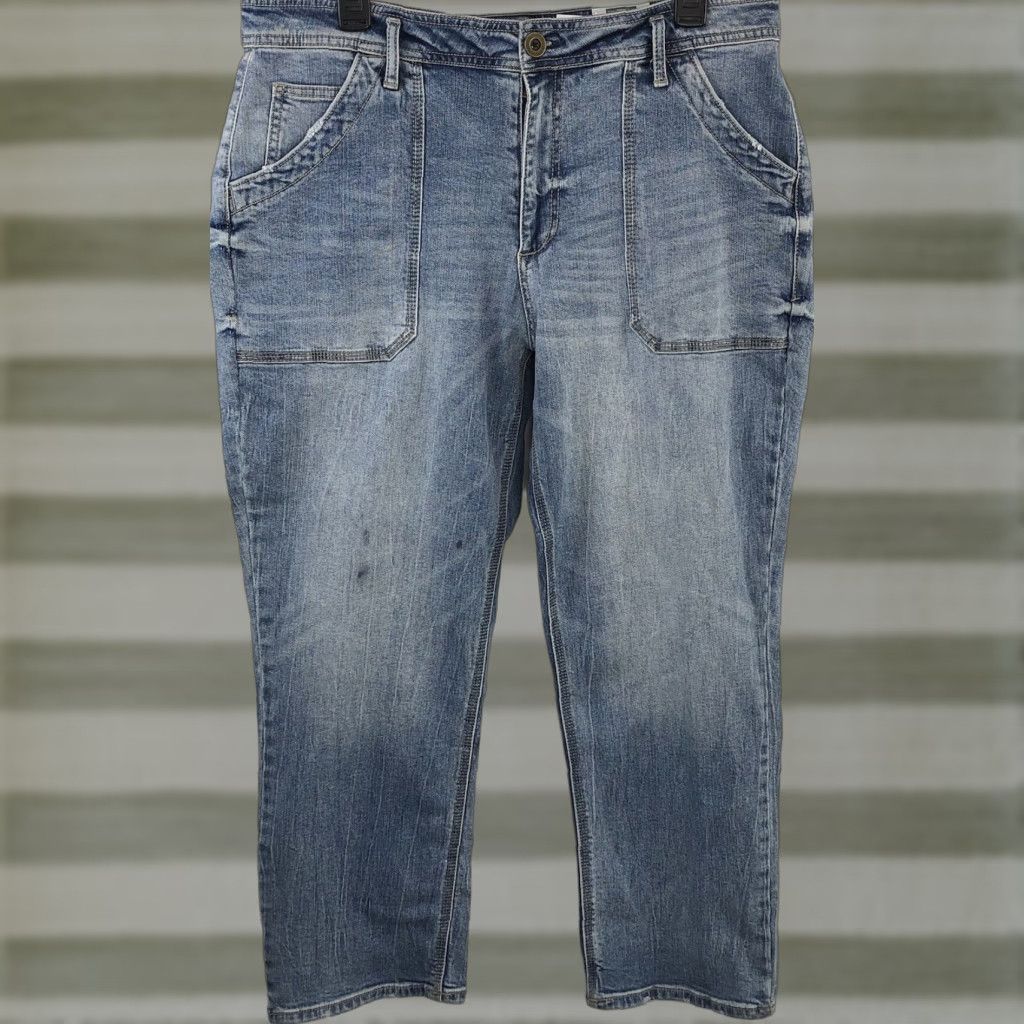 Vintage Time & Tru Utility Slim Blue Jean 16 LT Denim High Rise 34"W Cropped Pockets Size 38" / US 16 / IT 52 - 1 Thumbnail