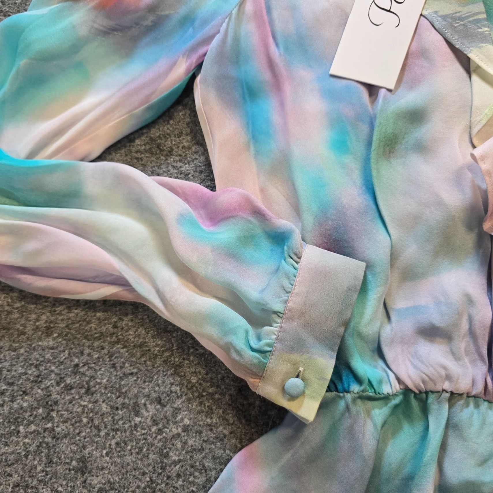 Parker Parker Top Womens XXS Pink Blue Watercolor Silk V Neck Peplum Blouse Shirt Blouse Womens Size XXS / US 00 / IT 34 - 5 Thumbnail