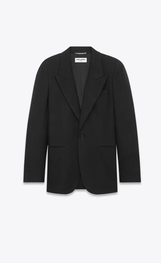 o1bcso1str1124 Jacket in Striped Wool Gabardine in Black