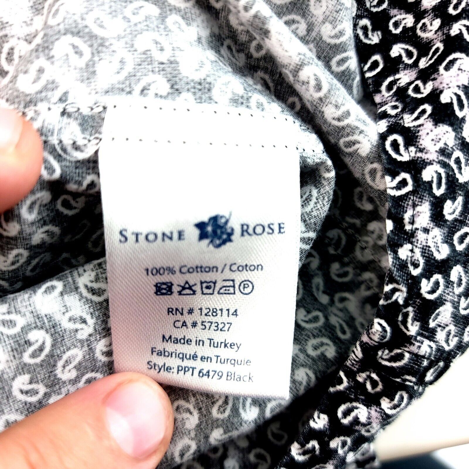 Stone Rose Stone Rose Size 2 Men's Paisley Gray Flip Cuff Cotton Collar Size US XS / EU 42 / 0 - 10 Thumbnail