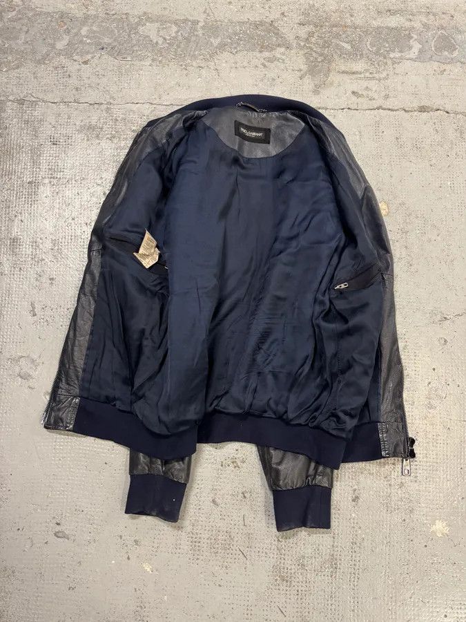 Dolce & Gabbana 2000s Dolce & Gabbana Navy Leather Bomber Jacket Size US M / EU 48-50 / 2 - 6 Thumbnail