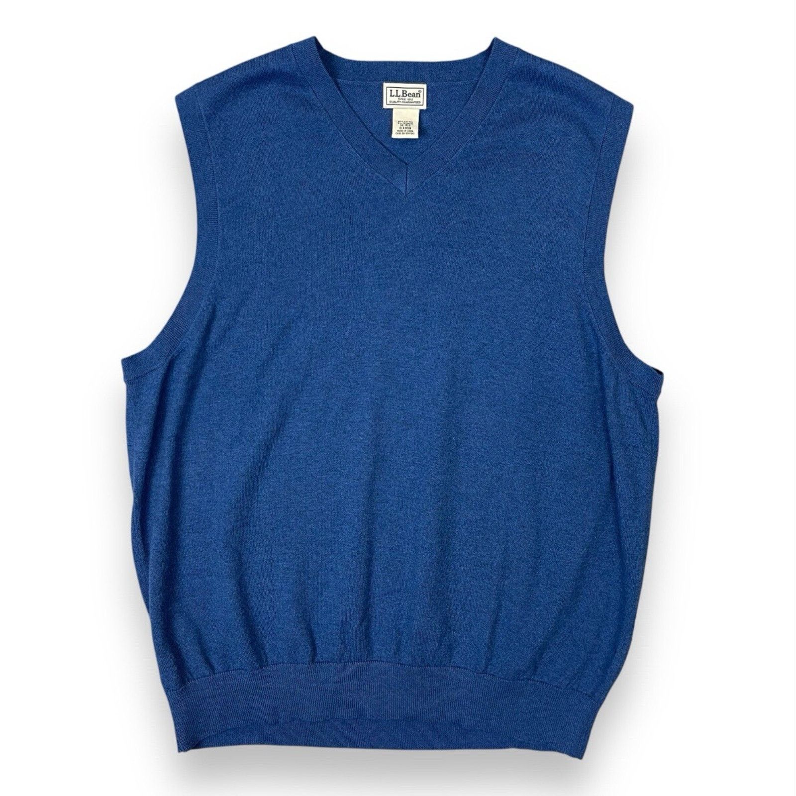 L.L. Bean L.L.Bean Men's XL Navy Cotton Cashmere V Neck Sweater Vest Size US XL / EU 56 / 4 - 9 Thumbnail