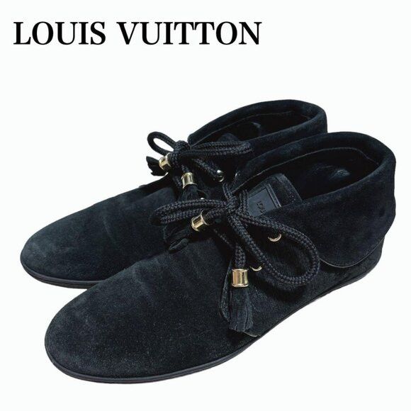 Louis Vuitton Monogram Suede Sneaker Flap Shoes Black RARE! Size US 6.5 / IT 36.5 - 1 Thumbnail