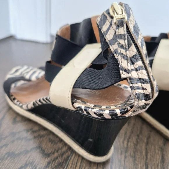 Fendi Carioca Zebra Print Leather Wedge Sandal Size US 6.5 / IT 36.5 - 9 Thumbnail