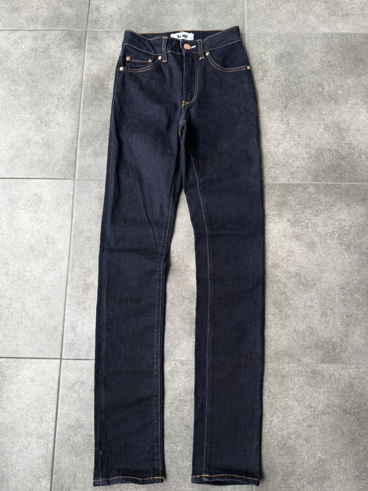 Acne Studios Acne Jeans Navy Skinny Jeans Needle Soft Raw Jeans Size 24" / US 00 / IT 34 - 2 Thumbnail