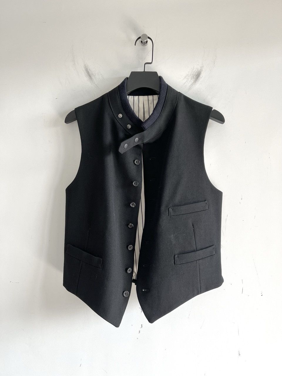 Yohji Yamamoto Yohji Yamamoto Pour Homme - Wool Stand Collar Cropped Vest Size US L / EU 52-54 / 3 - 1 Thumbnail