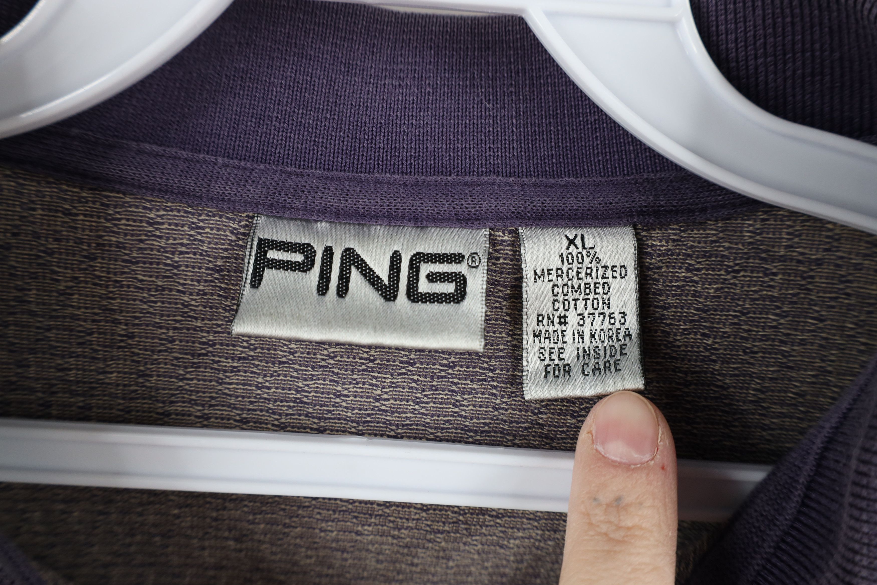 Vintage Vintage 90s Ping Golf Spell Geometric Knit Polo Shirt Purple Size US XL / EU 56 / 4 - 4 Thumbnail