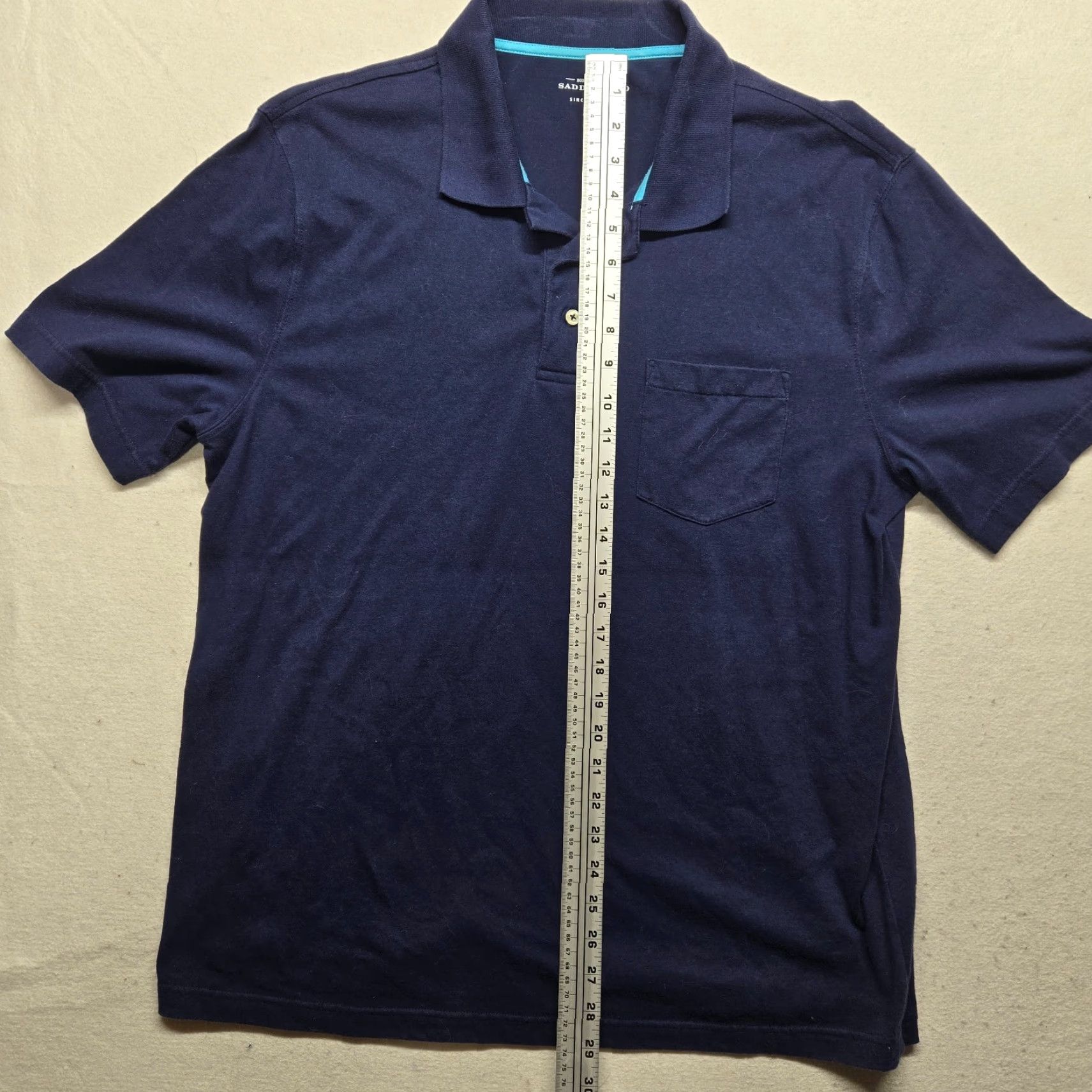 Vintage Saddlebred Polo Shirt Solid Blue Short Sleeve 3 Button Adult Mens Size L Large Size US L / EU 52-54 / 3 - 6 Thumbnail
