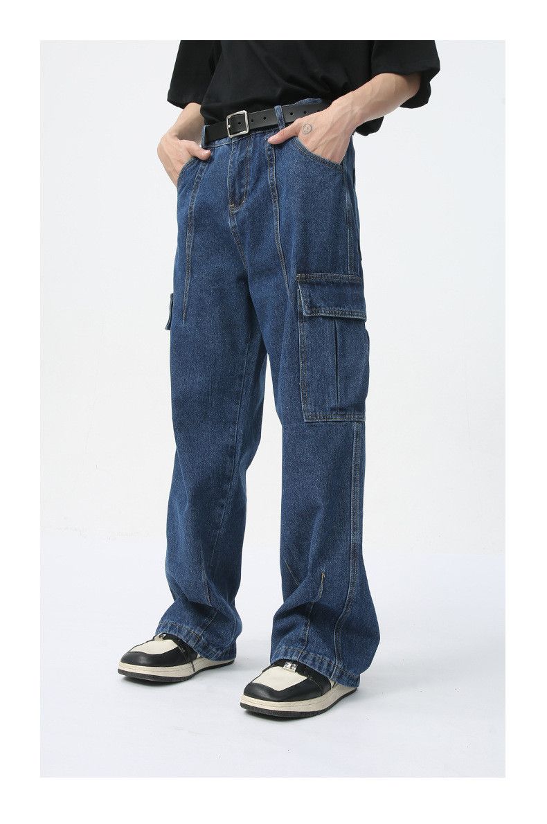 Japanese Brand Men's straight-leg casual pocket retro washed work jeans Size US 32 / EU 48 - 6 Thumbnail