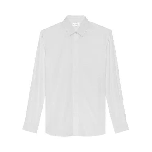 Saint Laurent Paris o1la1rc1a1225 564269 Shirt in Cotton Poplin in White Size US M / EU 48-50 / 2 - 1 Thumbnail