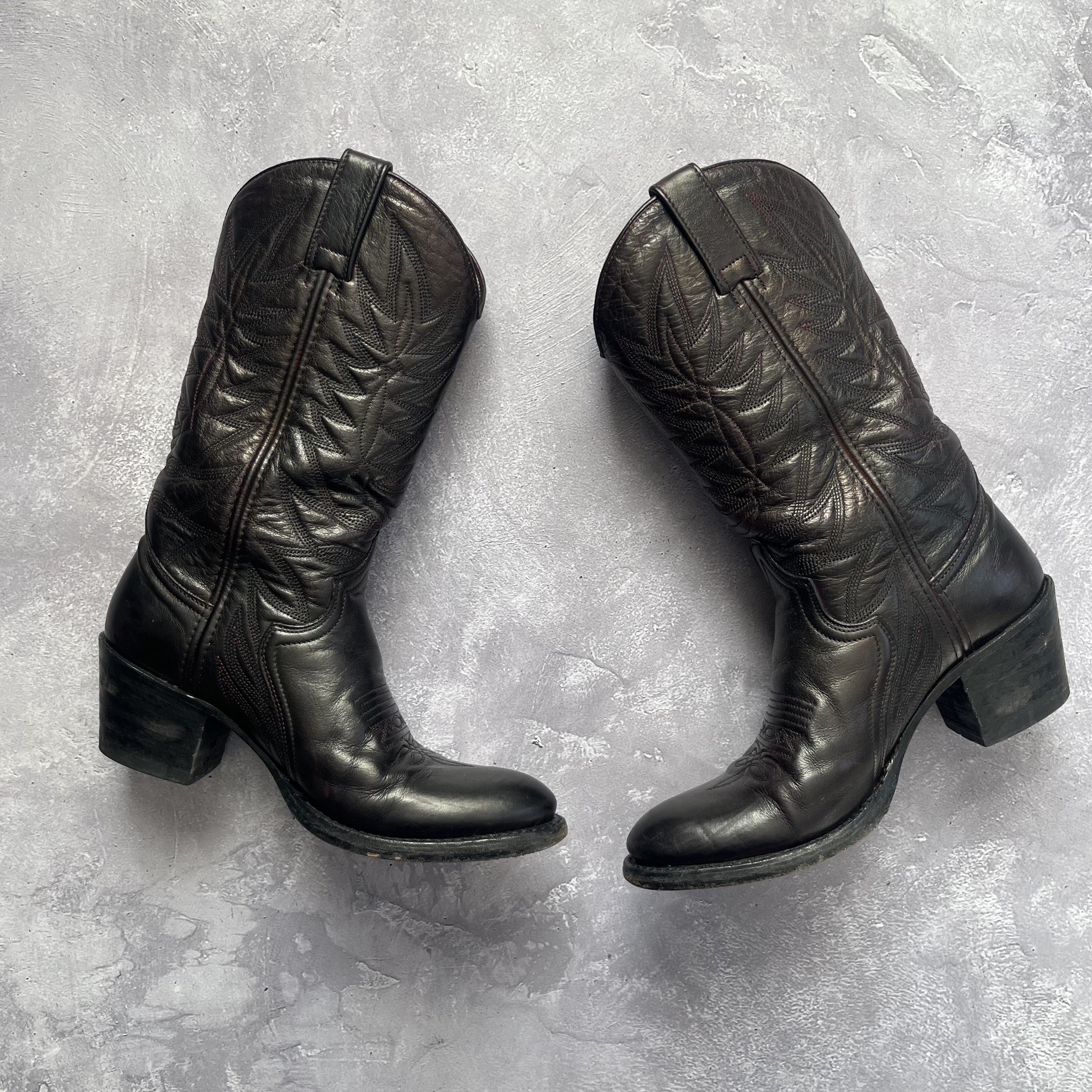 Sendra Sendra 2138 Black Leather Cowboy Boots Size US 7 Uk 5 EU 38 Size US 8 / IT 38 - 2 Thumbnail