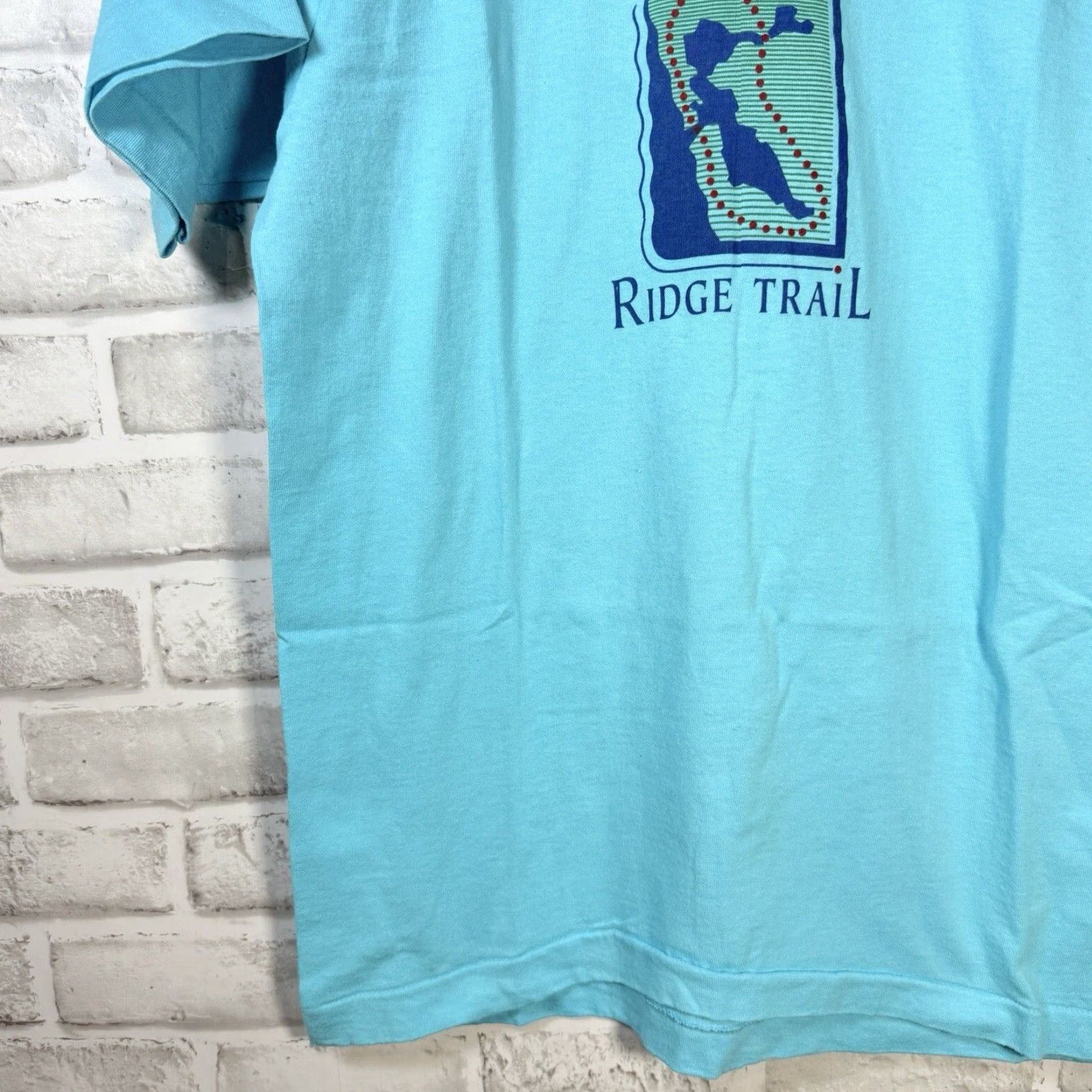 Fruit Of The Loom VINTAGE Fruit of the Loom T-Shirt Men M Blue Bay Area Ridge Trail USA Graphic 90s Single Stitch Size US M / EU 48-50 / 2 - 3 Thumbnail