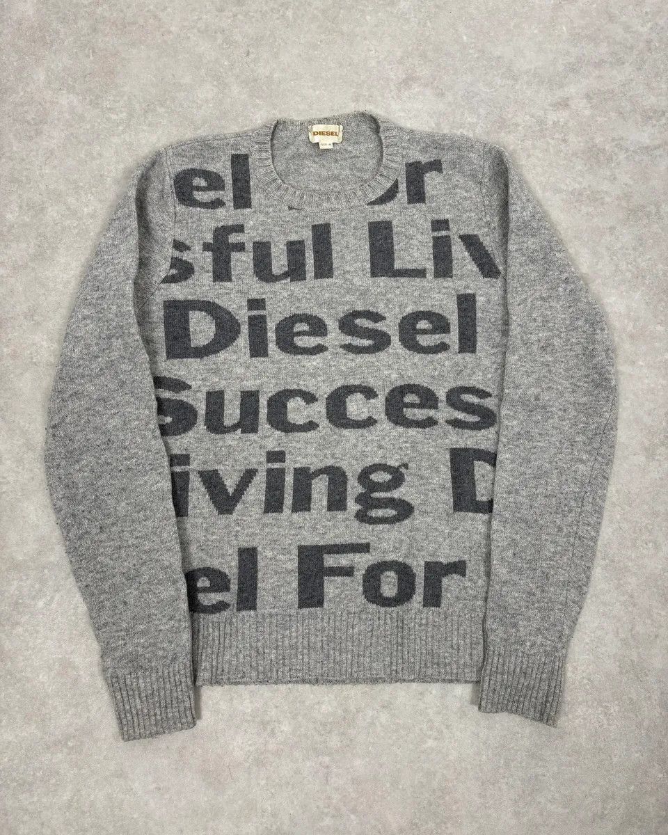 Diesel Diesel Grey Success Script Wool Sweater Size US S / EU 44-46 / 1 - 1 Thumbnail