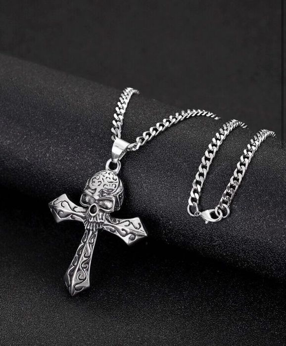 Skulls Silver chain necklace cross HarlemBling Chrome Hearts | Grailed