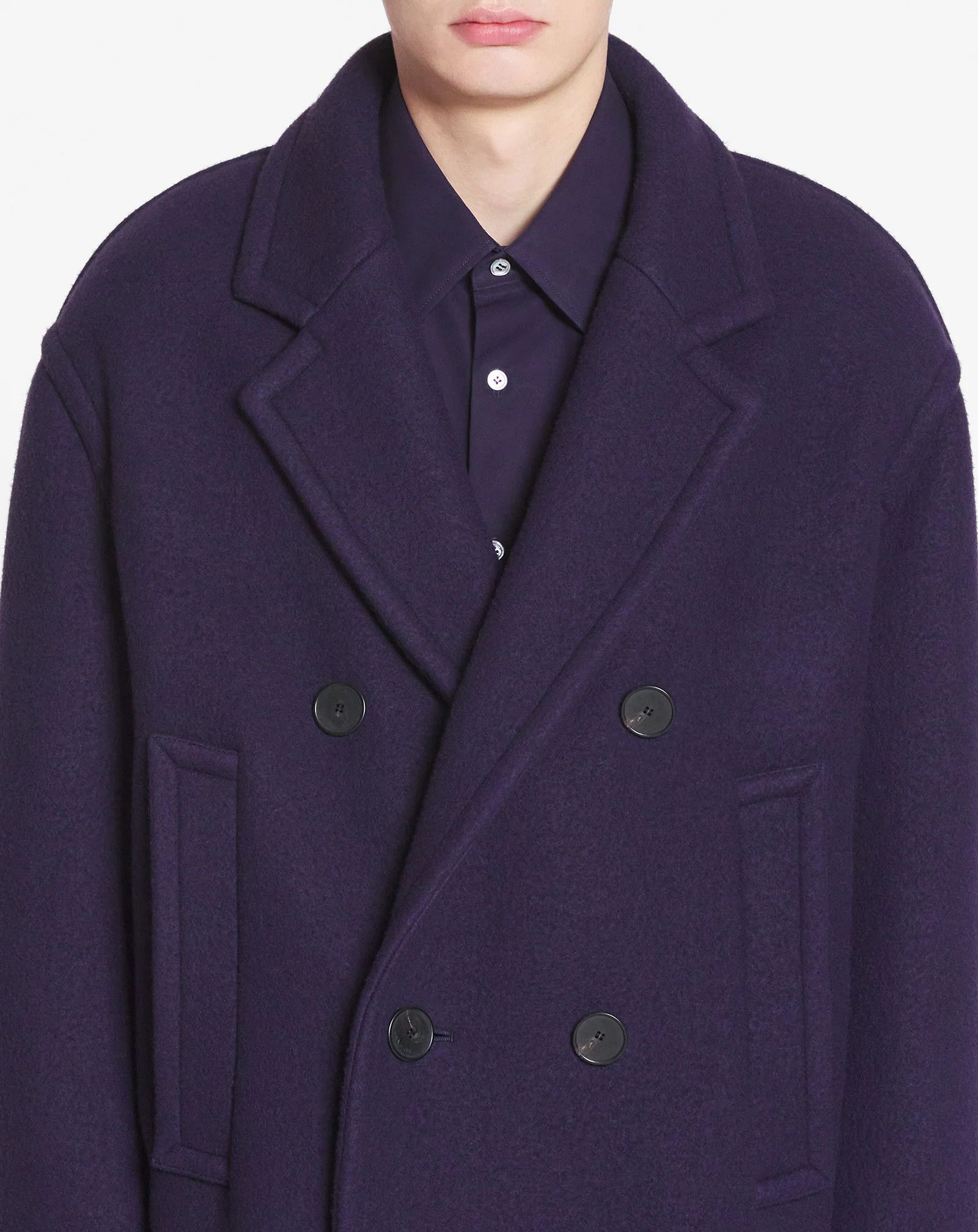 Lanvin o1s22i1n1024 Double-Breasted Heavy Wool Coat in Blue Size US M / EU 48-50 / 2 - 5 Thumbnail