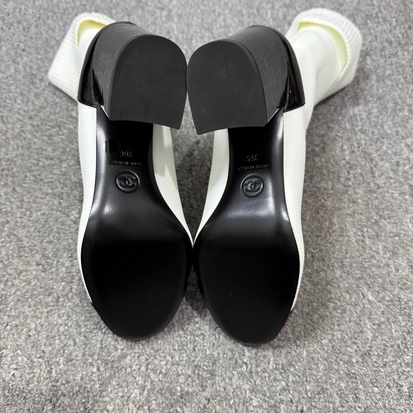 Chanel Chanel White Knit-Patent Leather Mid-Calf Unused 36 Size US 5.5 / IT 35.5 - 7 Thumbnail