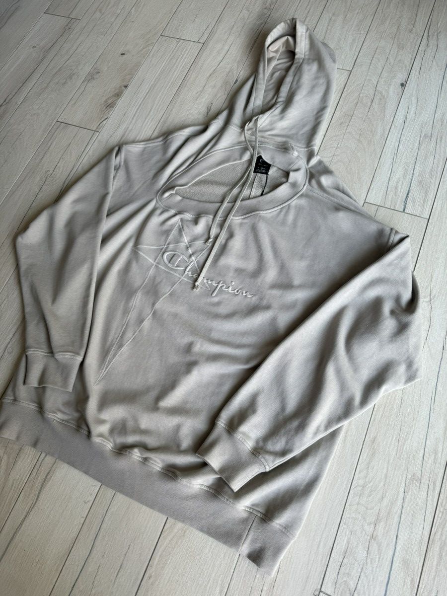 Rick Owens Rick Owens x Champion Pearl Assymetrical Tommy Hoodie Size US XL / EU 56 / 4 - 4 Thumbnail