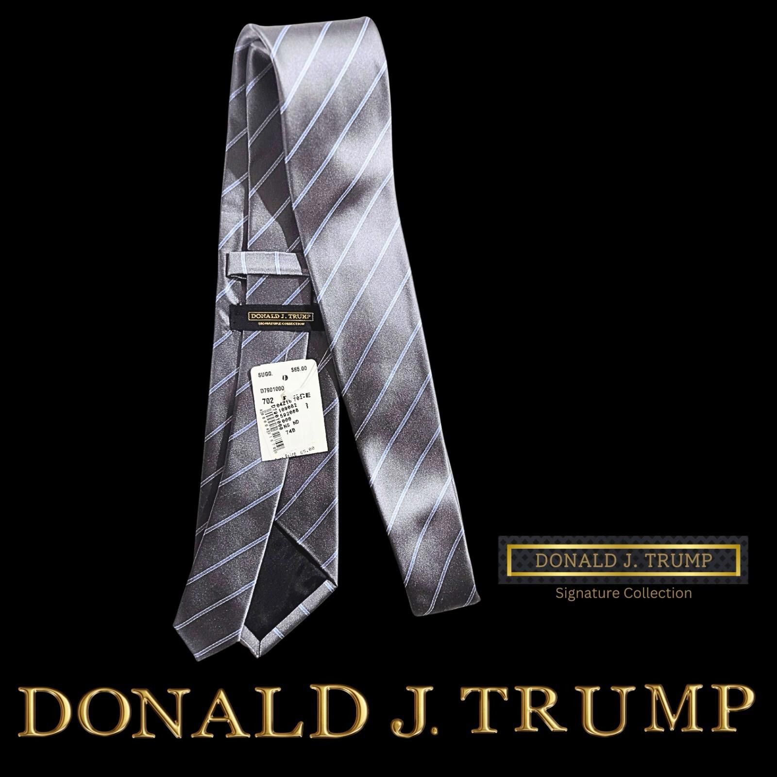 Designer NWT Donald Trump Signature Collection Necktie Silver & Blue Size ONE SIZE - 2 Thumbnail