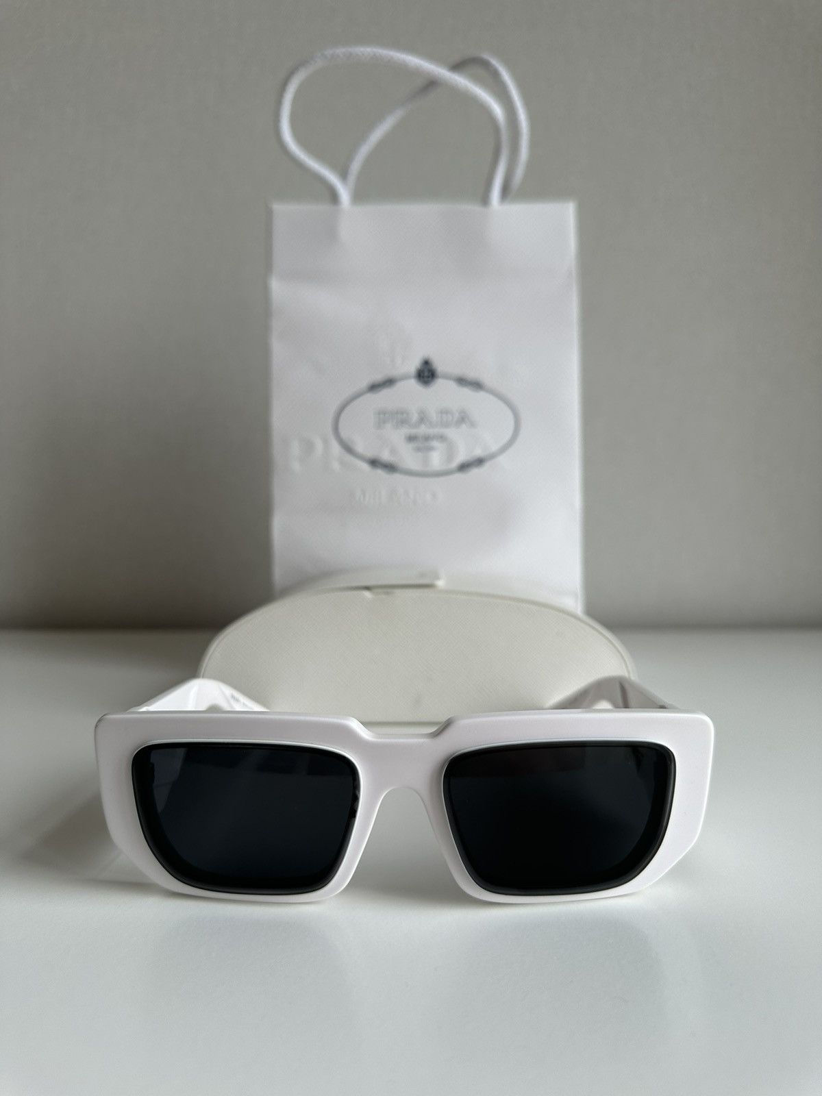 image of Prada Sunglasses Slate Gray Lenses in White, Women's