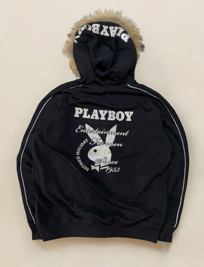 If Six Was Nine Vintage Playboy Distressed Y2K Fur Hoodie Size US XL / EU 56 / 4 - 3 Thumbnail