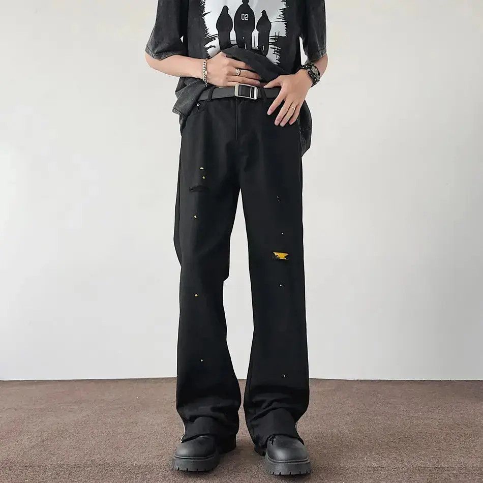 Japanese Brand Retro loose casual zipper ripped jeans Size US 32 / EU 48 - 3 Thumbnail