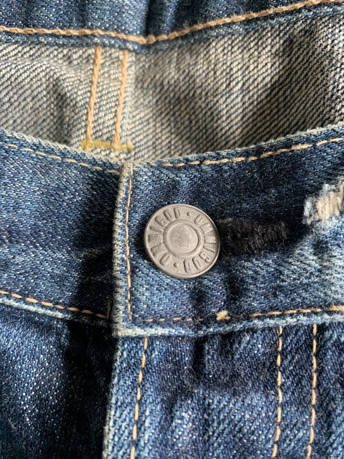 Kapital VINTAGE OMNIGOD JAPANESE BUTTON FLY SELVEDGE DISTRESSEDDENIM Size US 30 / EU 46 - 16 Thumbnail