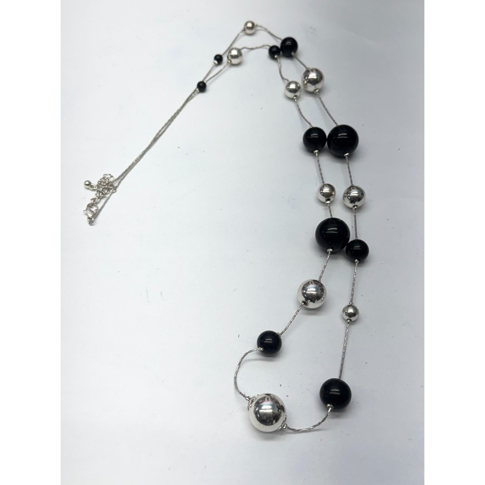 Vintage Vintage black and silver beaded chain necklace Size ONE SIZE - 2 Thumbnail