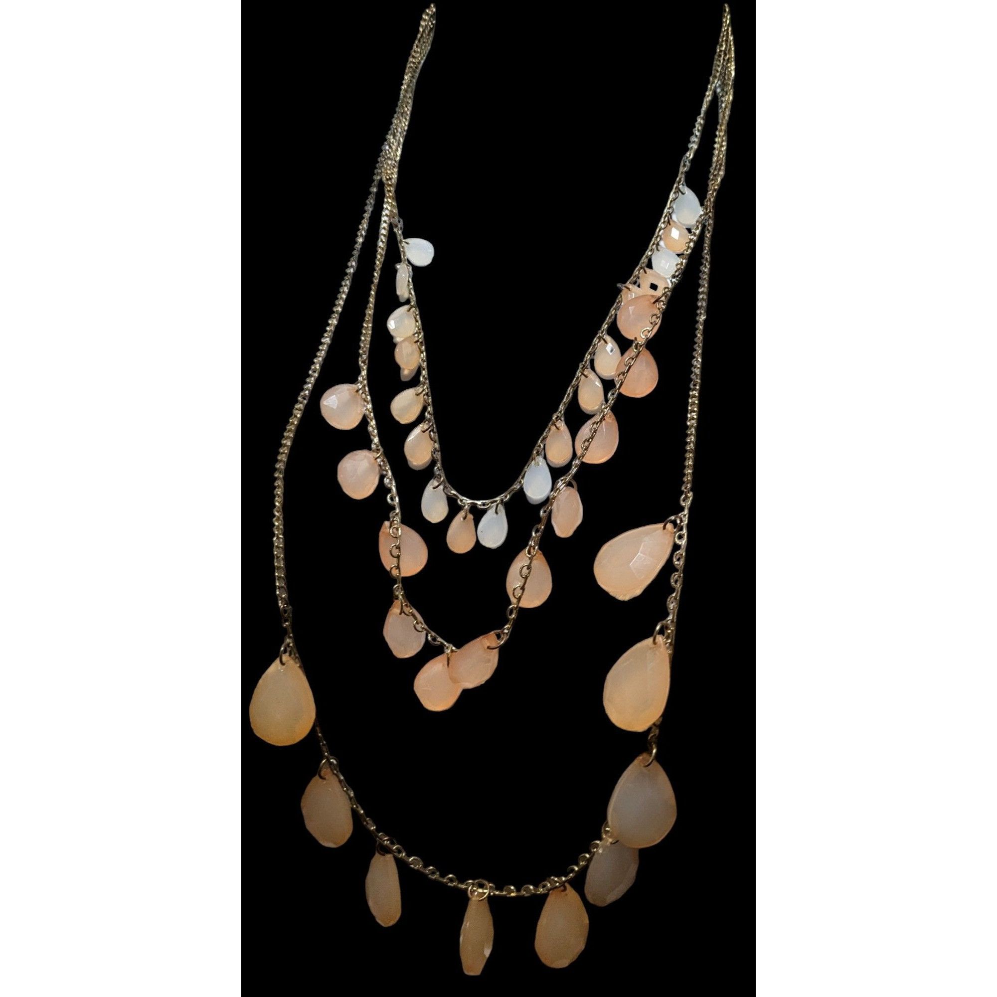 Other Bohemian Layered Necklace With Peach Teardrop Beads Size ONE SIZE - 4 Thumbnail