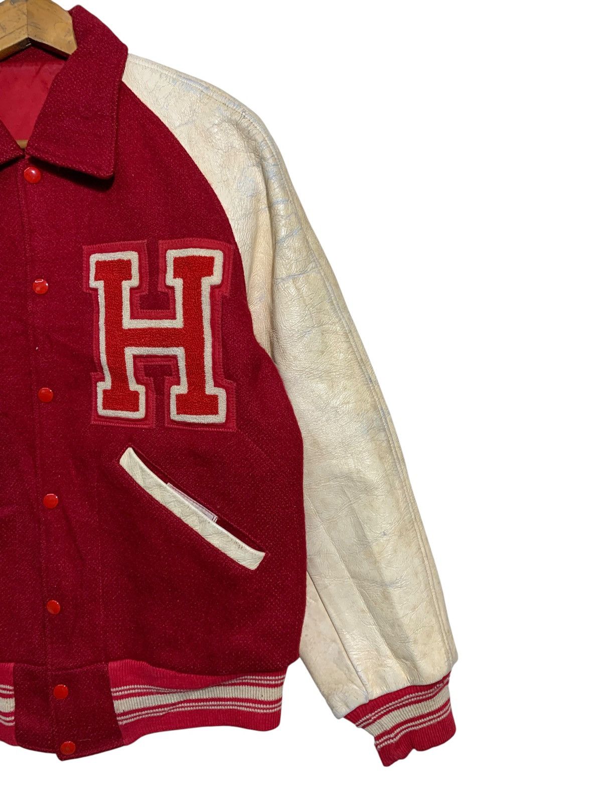 Vintage 🔥RARE VTG OSHMAN’S RICH KNIT STADIUM JACKET WOOL/LEATHER Size US M / EU 48-50 / 2 - 3 Thumbnail