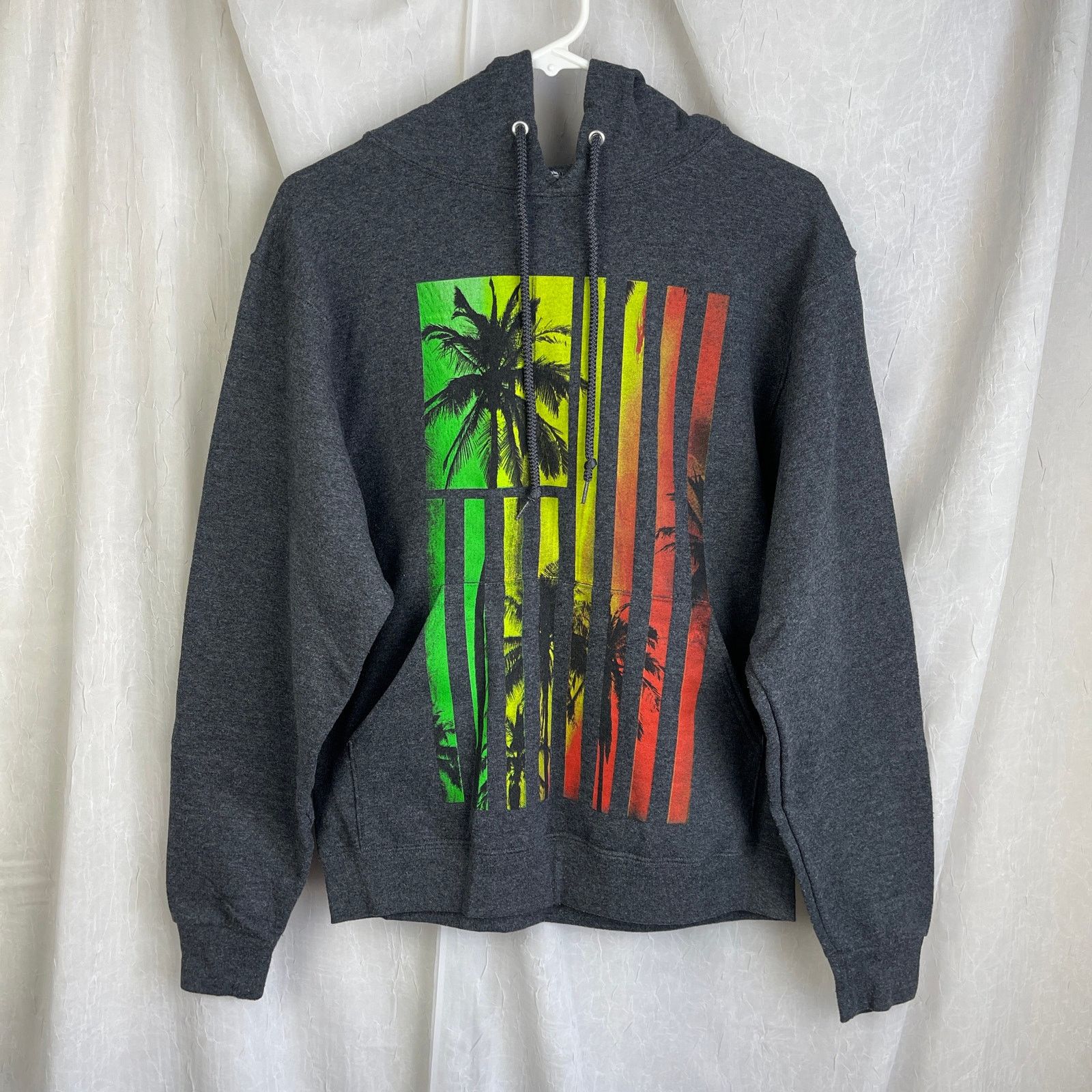 Tony Hawk Tony Hawk Gray Hoodie Sweatshirt Rasta Palm Trees Print S Size US S / EU 44-46 / 1 - 15 Thumbnail