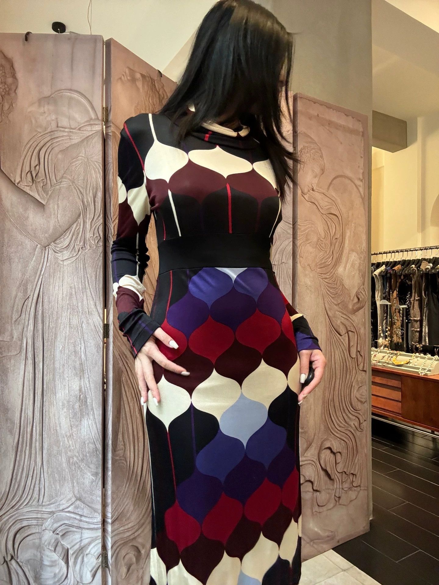 Custo Barcelona Custo Barcelona Geometric Print High-Waist Stretch Dress Size S / US 4 / IT 40 - 4 Thumbnail