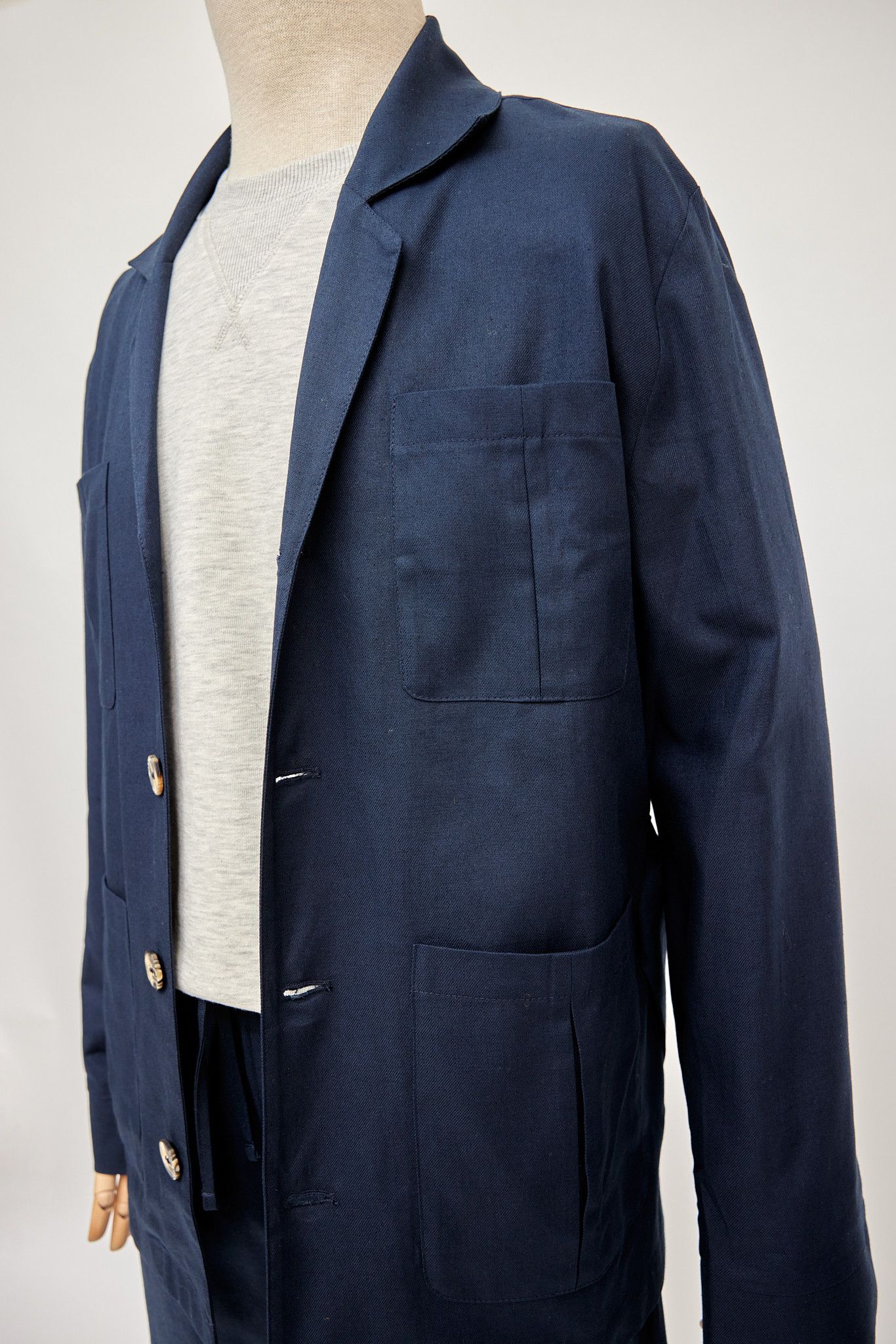 image of Ss23 By The Oak Linen Over Shirt L in Navy, Men's (Size Large)
