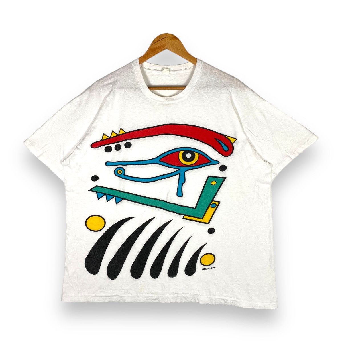 image of 1986 Foravi Art Abstract Tee in White, Men's (Size XL)