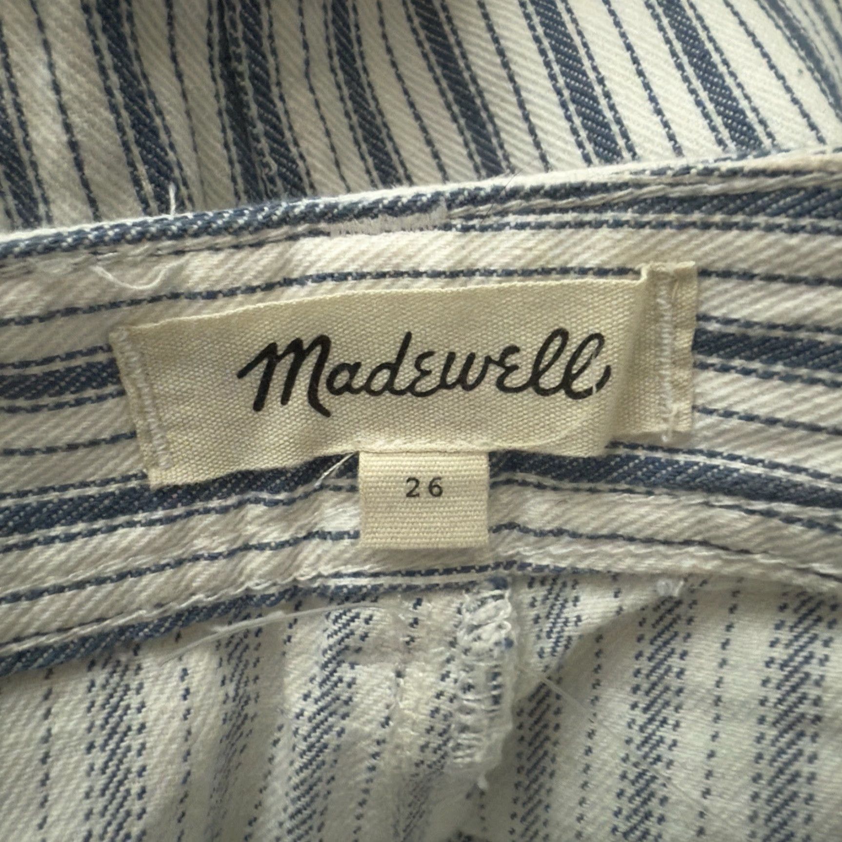 Madewell MADewell Blue Pinstripe Capri Pants Women's Wide-Leg Casual Size 26x25 Size 26" / US 2 / IT 38 - 4 Thumbnail