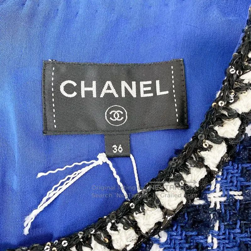 Chanel Chanel Sleeveless Blue Tweed Dress S Size . Size S / US 4 / IT 40 - 6 Thumbnail