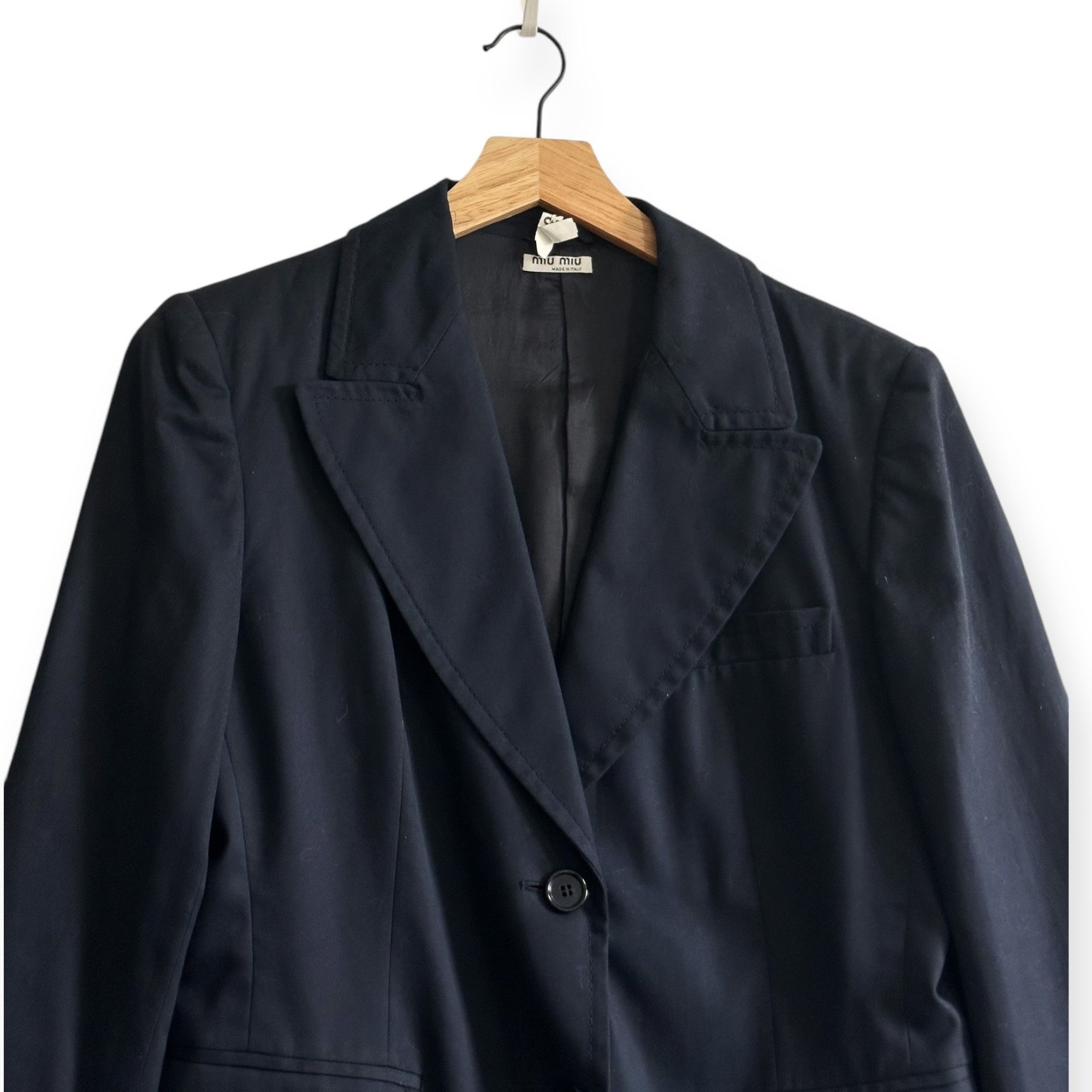 Miu Miu Miu Miu Navy Blue Cotton Blazer Jacket, Size 46 Italy/US 10/ Size L / US 10 / IT 46 - 4 Thumbnail