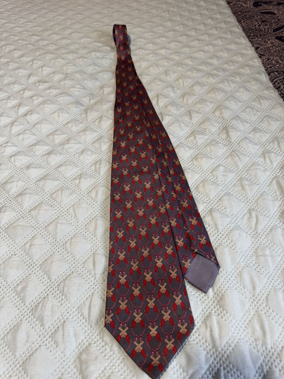 Gucci Vintage 80s Gucci Silk Tie - Heraldic / Crest Pattern Size 40 - 1 Thumbnail
