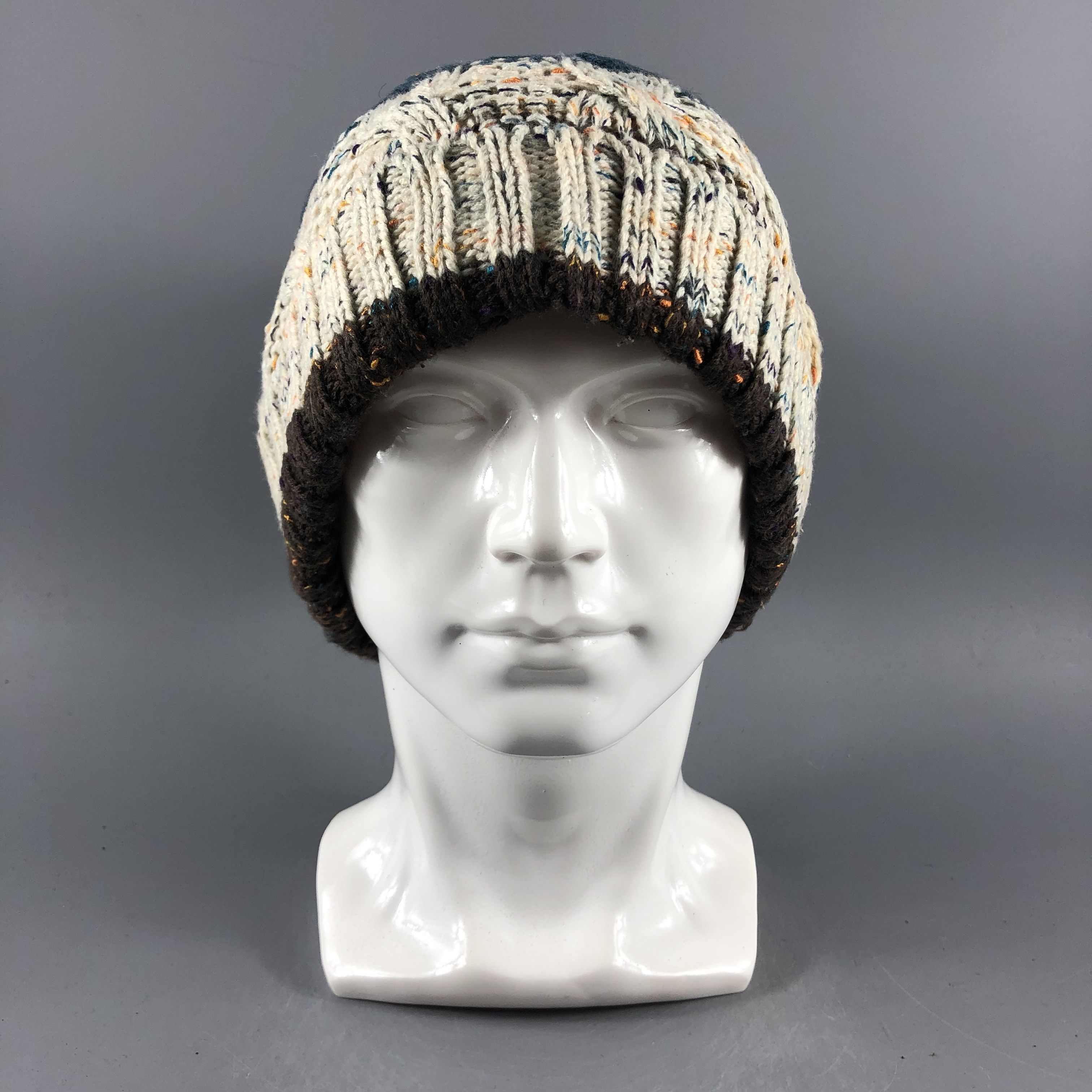 Japanese Brand × Vintage Cable Knit Stripe Beanie Snow Hat Snow Cap -D071 Size ONE SIZE - 6 Thumbnail