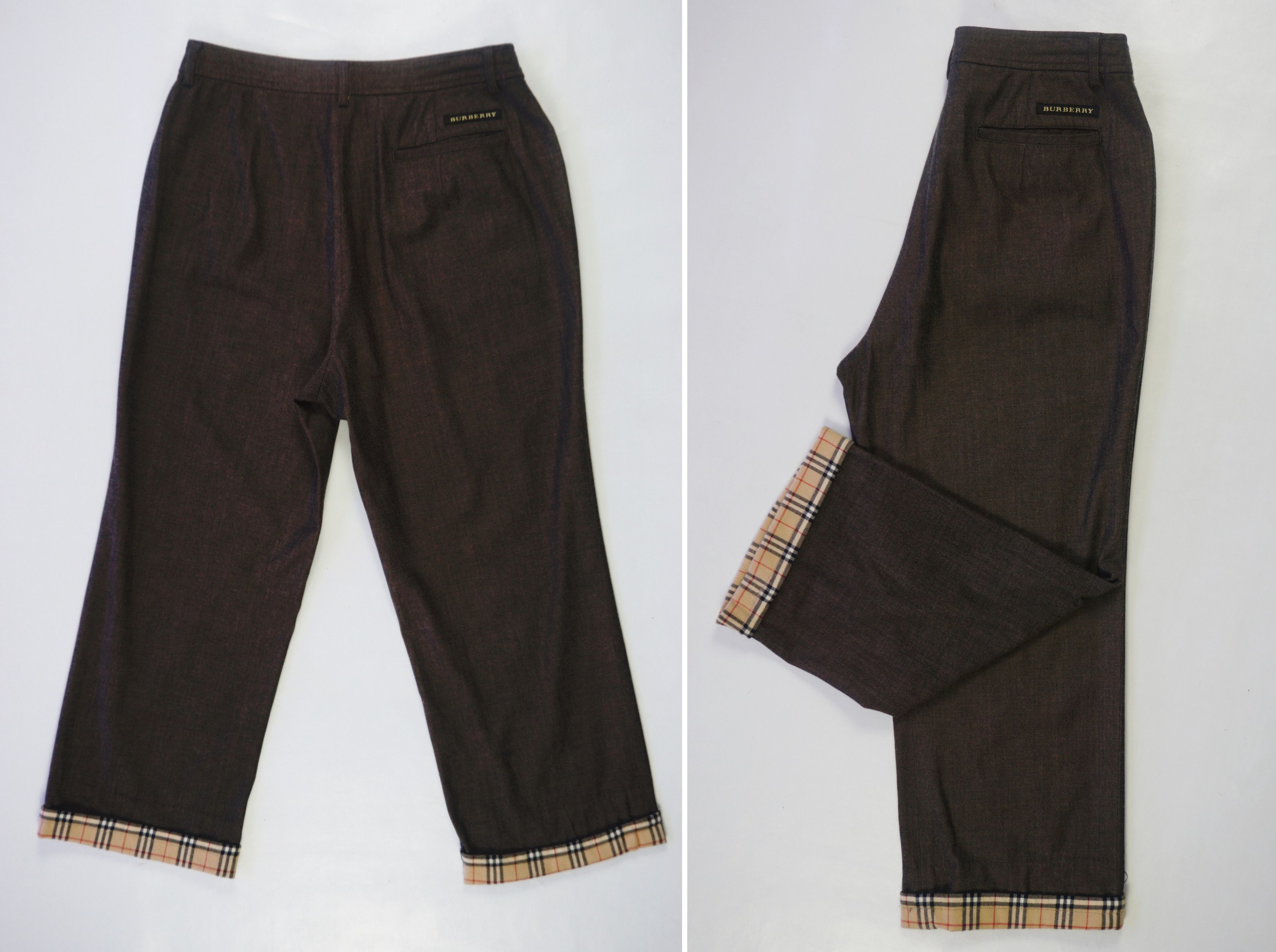 Burberry Burberry Golf Oak Brown Wool Nova Check Wide Leg Pants Size 28" / US 6 / IT 42 - 5 Thumbnail