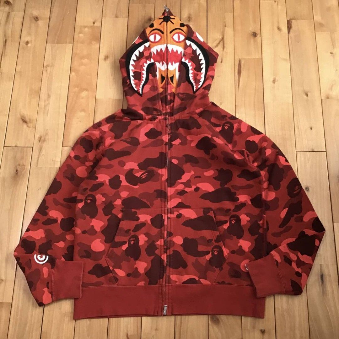 BAPE camo Double Tiger Shark full zip hoodie a bathing ape