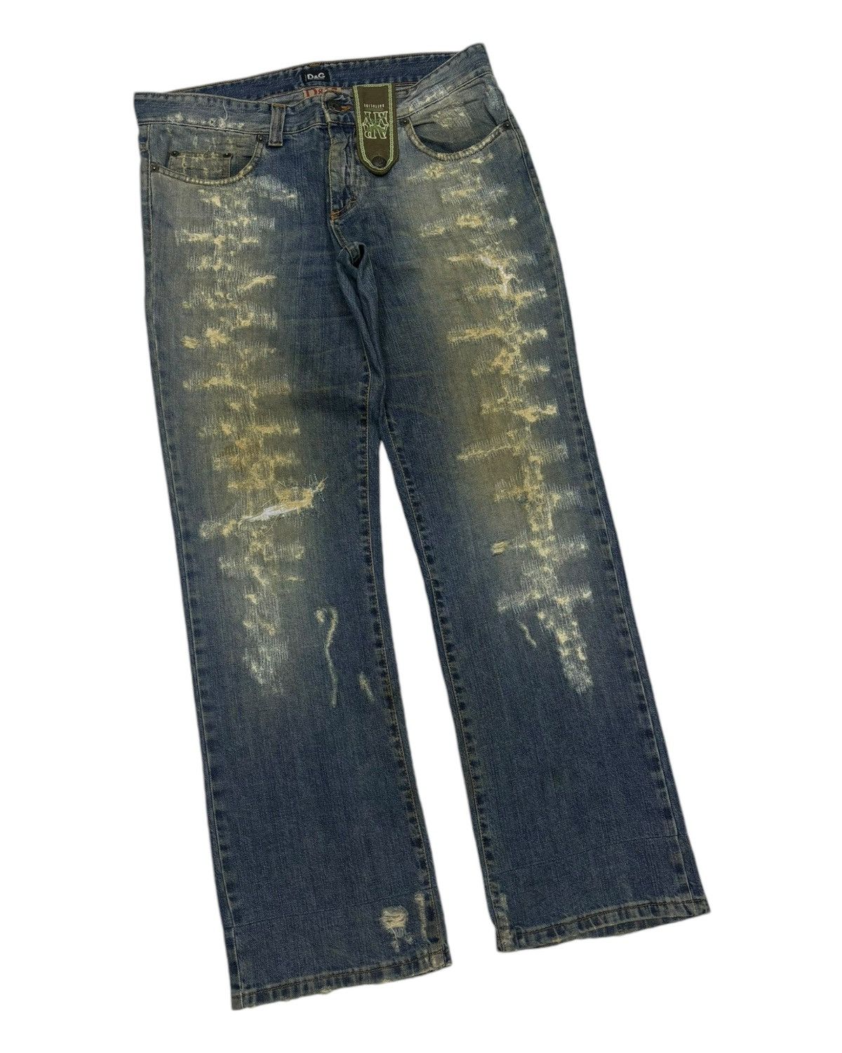 Dolce & Gabbana × If Six Was Nine × Le Grande Bleu (L.G.B.) 🐎 DOLCE & GABBANA ARMY BATTALION DISTRESSED DENIM JEANS Size US 34 / EU 50 - 5 Thumbnail