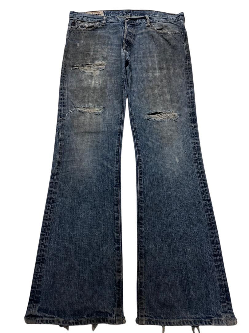Levi's 💥INSANE💥CRAZY THRASHED ABRECROMBIE FLARED BELL BOTTOM JEANS Size US 35 - 1 Thumbnail