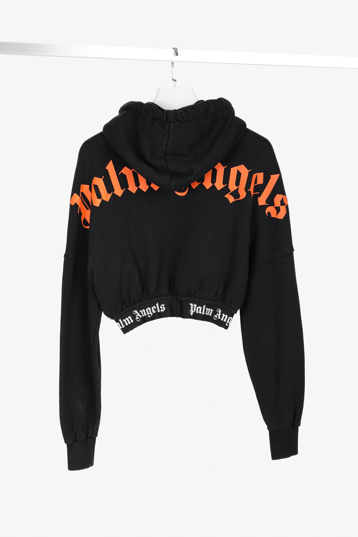 Palm Angels Palm Angels Summer 2019 Black Cropped Logo Print Hoodie Size S / US 4 / IT 40 - 2 Thumbnail