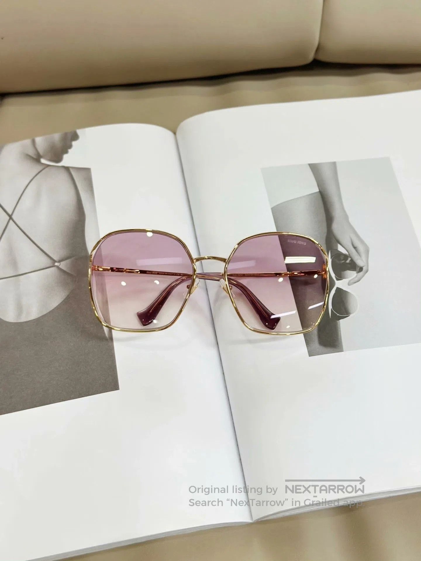 Miu Miu MIUMIU Gold Square-Round Oversized Sunglasses. Size ONE SIZE - 2 Thumbnail