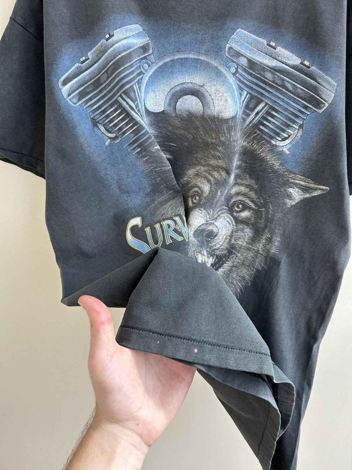 Harley Davidson Vintage Animal Tee Wolf Motor Faded T-Shirt Moto Y2K Size US XL / EU 56 / 4 - 7 Thumbnail